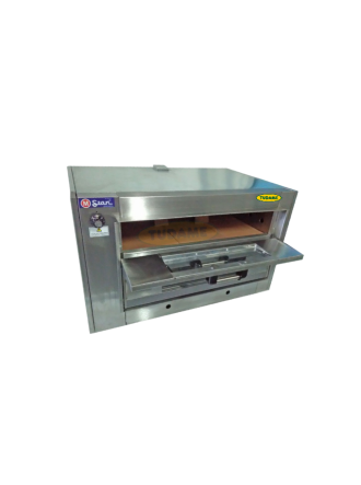 Horno a gas de pizza 2 cámaras, acero inoxidable + Galvanizado, piso refractario