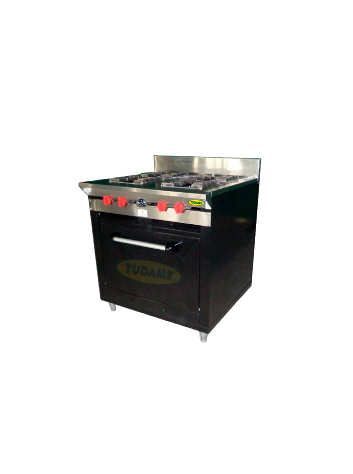 Cocina 4 hornillas hondas y horno en acero inox + galv pint