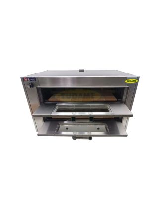 Horno eléctrico para pizza 2 cámaras, piso refractario, acero inoxidable + galvanizado
