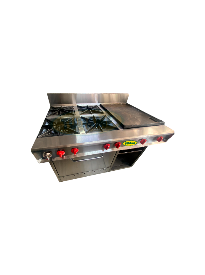 Cocina a gas 4 hornillas, plan,horno y grati en acero inox - Image 3