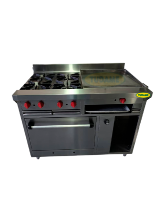 Cocina 4 hornillas, plancha, gratinador y horno 430 con Termostato de seguridad