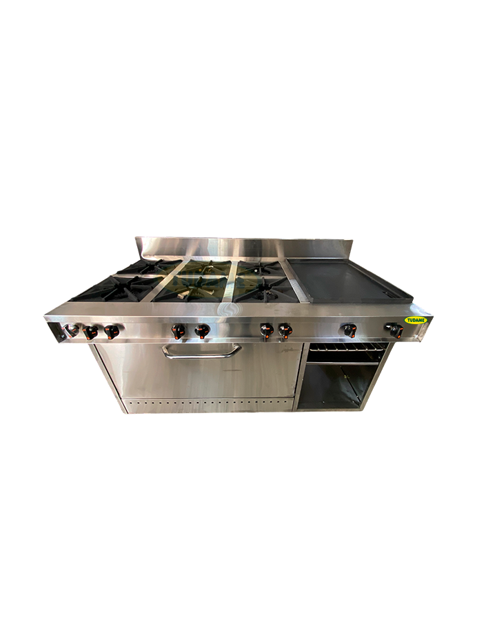 Cocina a gas 6 hornillas, plan,horno y grati en acero inox - Image 2