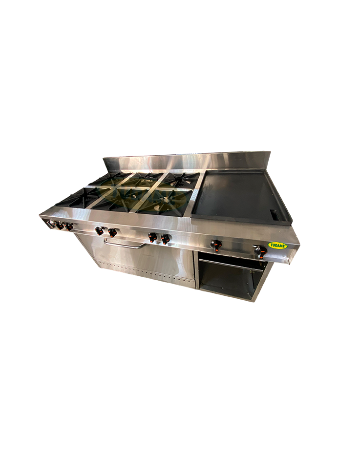 Cocina a gas 6 hornillas, plan,horno y grati en acero inox - Image 3