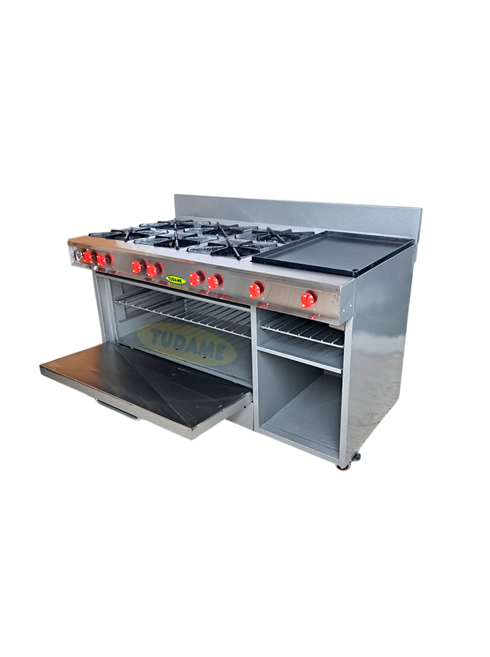 Cocina 6 hornilla, plancha, gratinador y horno tope en acero y pintado NUEVO MODELO REFORZADO - Image 3