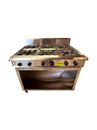 Cocina a gas 6 hornillas sin horno en acero inox