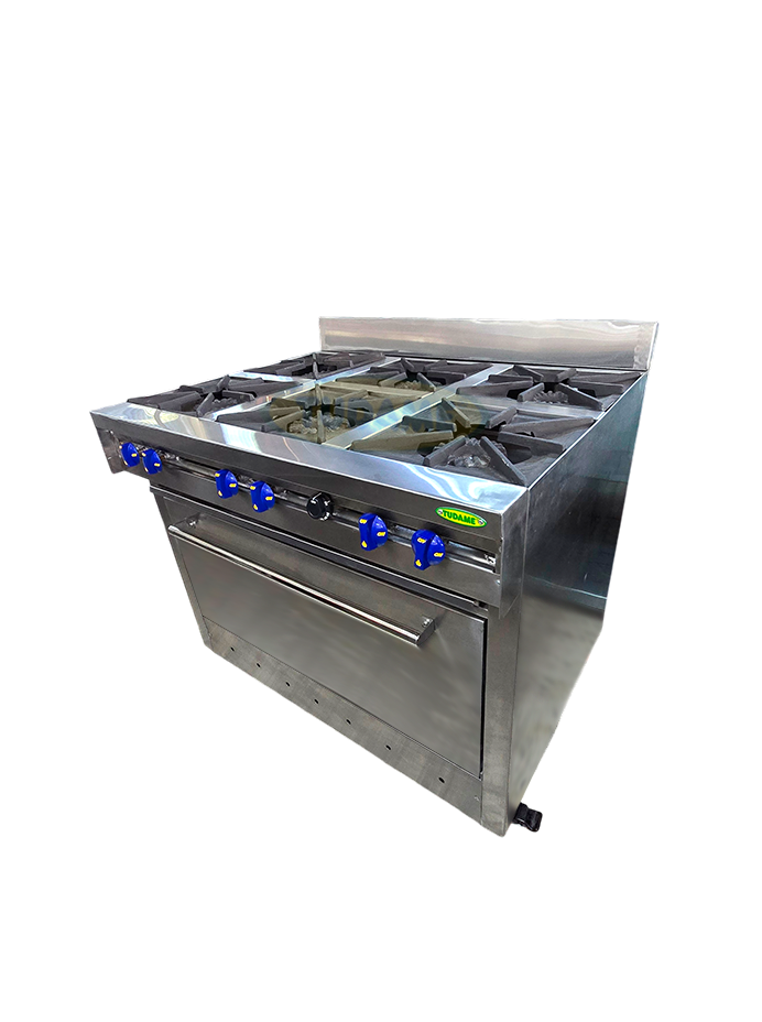 Cocina a gas 6 hornillas en acero inox