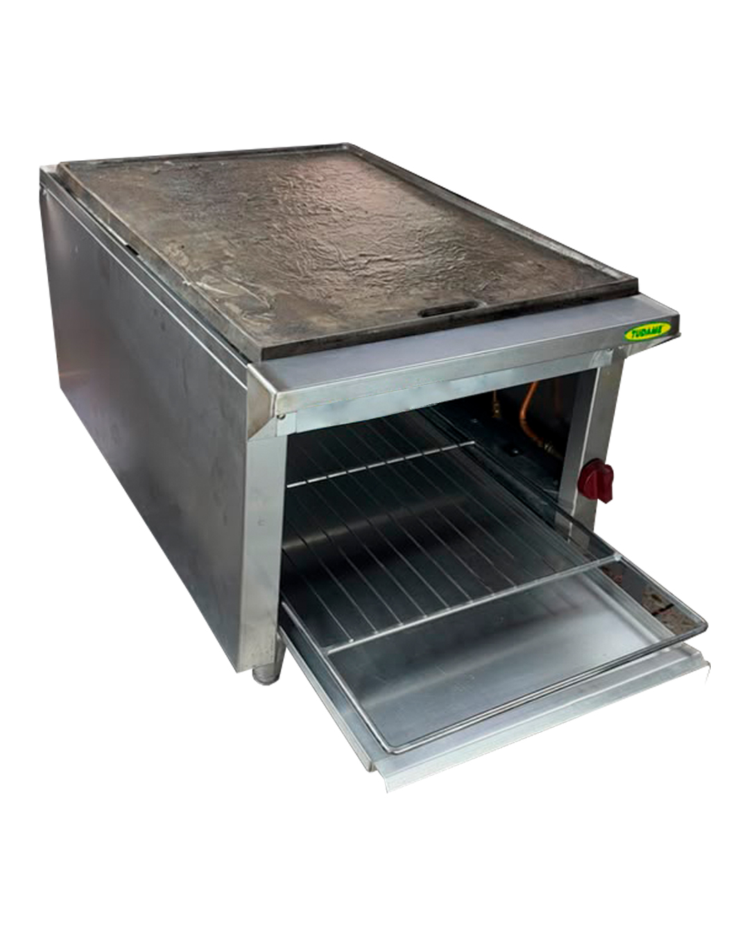 Plancha con gratinador en acero inox